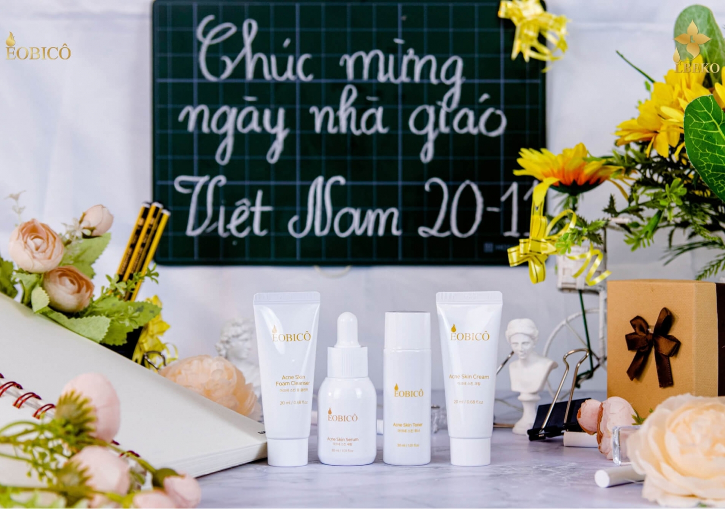 SET DƯỠNG DA ACNE SKIN CARE KIT EOBICÔ 6